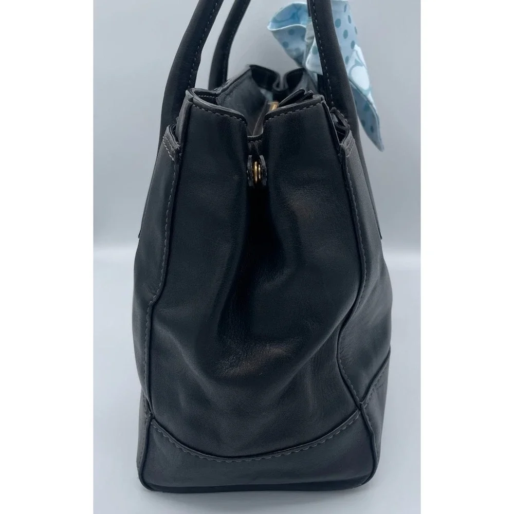 Coach Hamptons Madeline 11554 Black Leather Turnlock Carryall Tote Bag